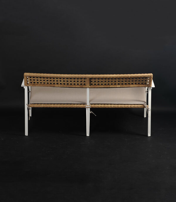 Inspiration Sofa – modern white outdoor furniture with woven detailing for pergolas, rooftops, and garden lounges in UAE homes