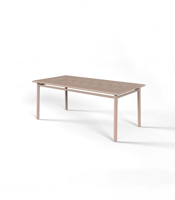 NC Dining Table (Rec) – ultralight outdoor furniture with aluminium frame in light taupe, rectangular dining table, durable all-weather resistant design for UAE patios, terraces, and gardens